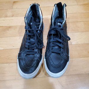 Womens Black Vans Leather High Tops Size 6